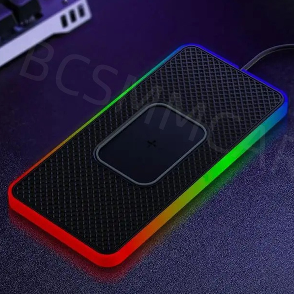 15W Car Wireless Charger Fast Charging Pad Silicone Mat W/LED Atmosphere Light