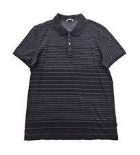 Calvin Klein Slim Fit Snap Closure Polo Men's Medium Black Stripes EUC LN Tennis