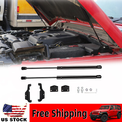 #ad Black Hood Lift Support Struts Gas Shocks Accessories For Jeep Wrangler JL 2018 $62.89