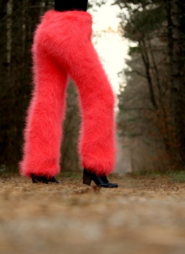 Fuzzy mohair pants fuzzy thick leggings warm handknit fluffy trousers SUPERTANYA - Picture 72 of 92