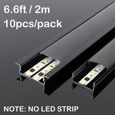 10pcs 6.6ft/2M Each Black Aluminum Channel Holder for LED Strip Track and Cover