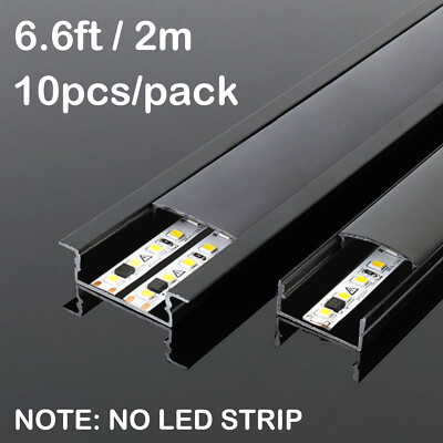 10pcs 6.6ft/2M Each Black Aluminum Channel Holder for LED Strip Track and Cover