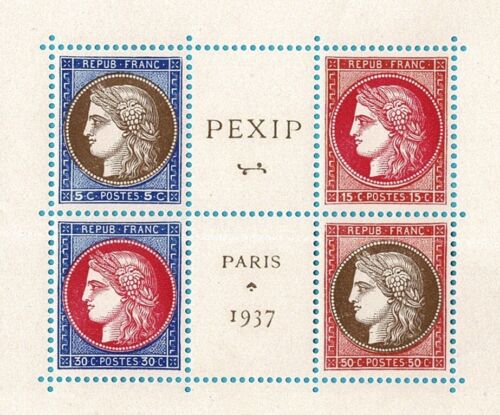 FRANCE YVERT BLOC 3 SCOTT 329 " PEXIP EXHIBITION 1937 " MNH F-VF X259E - Picture 2 of 4