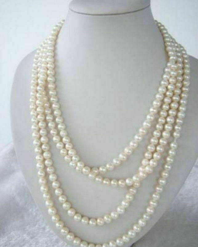 AAA 7-8mm Akoya white necklace 14k Yellow Gold Clasp | eBay