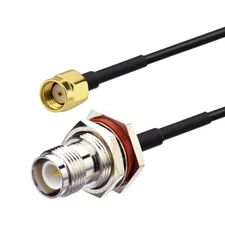 RP-TNC Female bulkhead to RP-SMA Male pigtail cable RG174 30cm for WiFi Antenna