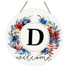 Patriotic Decorations Monogram 4th of July Wreaths for Front Door Letter D