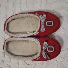 Ohio State Women's Moccasin Slippers Red Fabric Bow Accent Size 9/10