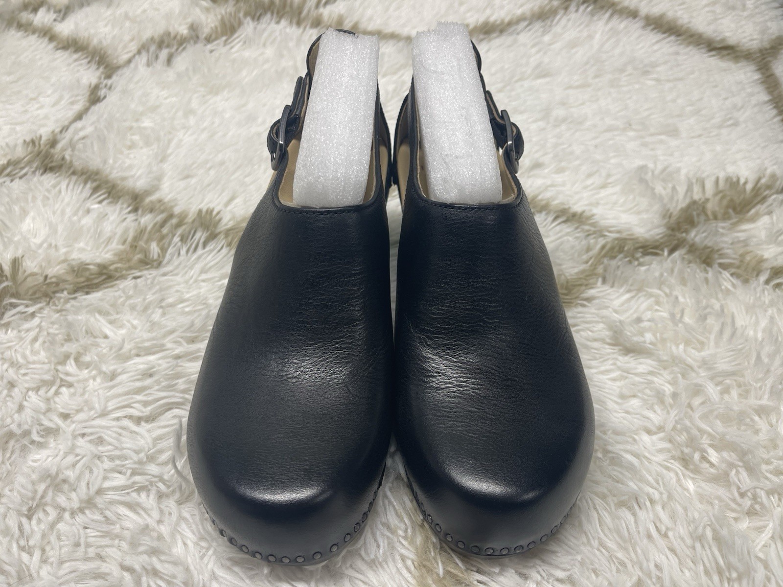 🧡*NIB* Dansko Sassy Leather Black Milled Burnished Clog Women's EU 38 US 7.5-8