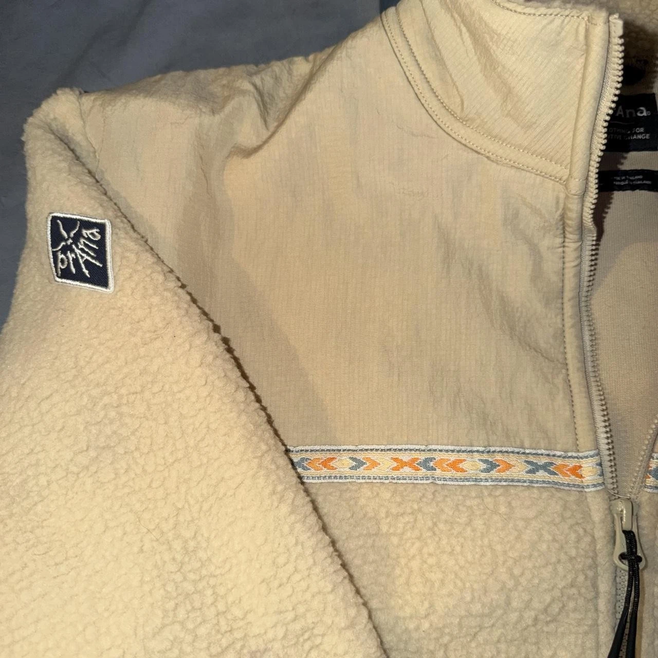 prAna Hurricane Sherpa Fleece Jacket Cream Tan Unisex Large - product detail image 4