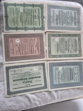6 Alte Aktien Schmuckaktien Wertpapiere Deusches Reich Reichsmark Konvolut