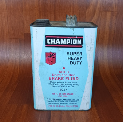 Rare Champion Super Heavy Duty Brake Fluid 1 Gallon Oil Can