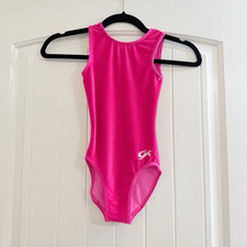 GK Elite Girls' Pink Velvet Sleeveless Gymnastics Leotard Child Medium
