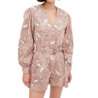 NWOT Ulla Johnson Cameron Belted Jumpsuit Romper Sandalwood Brown Sz 4