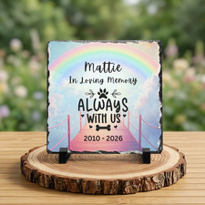 Personalized Pet Memorial Slate Plaque 8x8 Sympathy Gift Rainbow Bridge
