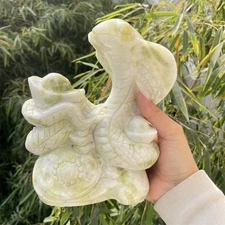 6.1LB 6.6" Natural Xiuyan Jade Snake Entang Wealth Carved Decor Crystal Quartz