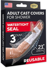 100 Waterproof Cast Covers for Shower Arm - Tight Seal - 3Pk Adult Reusable Cas