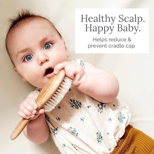 Soft Bristle Baby Hair Brush - Wooden Toddler & Newborn Grooming Cradle Cap - Picture 4 of 8