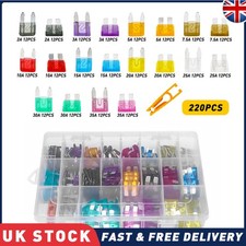 220pcs Standard Auto Car Blade Fuses Box Assorted Car Van Bike Fuse Set 2A-40A