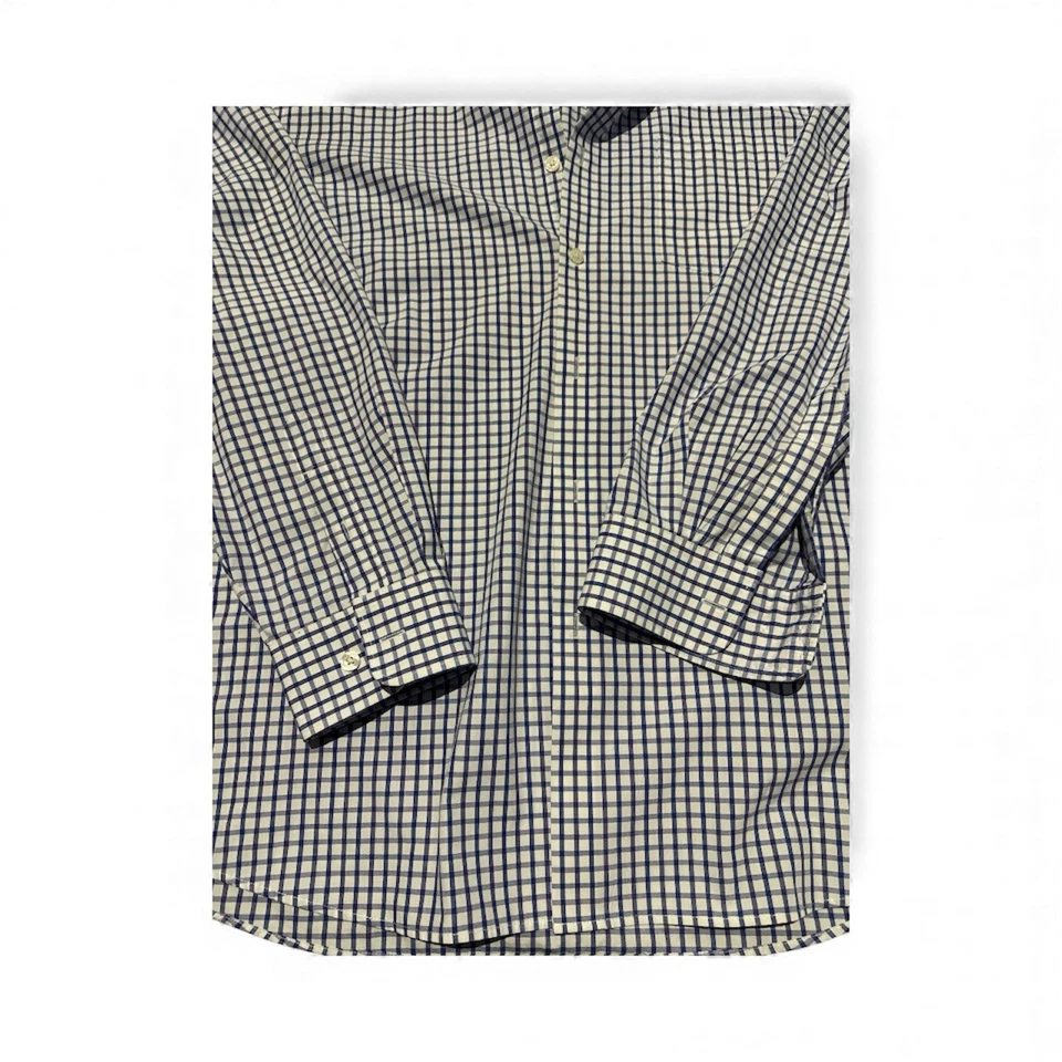Camisa de vestir Haggar para hombre calce clásico a cuadros con botones 17-17,5 34/35 azul Foto 2 de 3