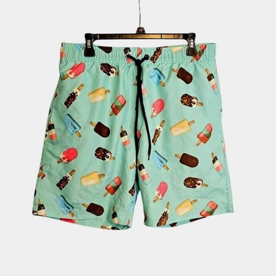 US Surf Club Swim Trunks Shorts L Ice Cream Popsicle Print Drawstring Mens