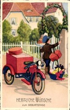 Ak Glückwunsch Geburtstag, Lastenmotorrad, Geschenke - 4814761