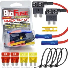 12 AWG Standard ATO Quick TAP KIT: 2 Add-A-Circuit Car Fuse Tap Adapters, 2 E...