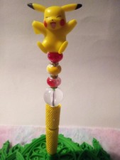 GLITTERY Pokemon Pikachu Beaded Handmade Pen Comes with one black ink refill