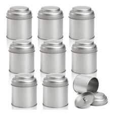 9 Pack Tea Tins Canister with Airtight Double Lids 8 OZ Round Tin Can Box Sma...