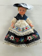 Traditional European German Souvenir Hard Plastic/Celluloid Girl Doll VGUC