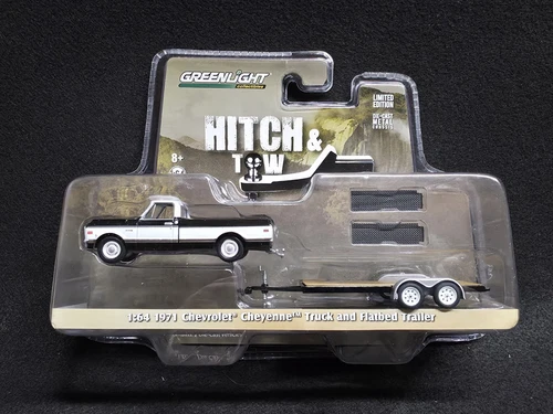 Greenlight Hitch & Tow 1971 Chevrolet Cheyenne Truck and Flatbed Trailer - Picture 1 of 8