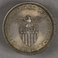 1904 P U.S. Philippines Silver 20 Centavos
