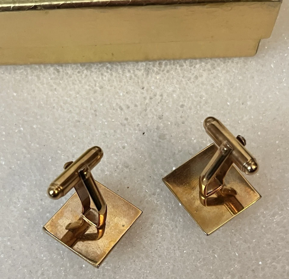 Gemelos rectangulares de cuarzo blanco tono dorado para hombre cumpleaños día del padre moda” Foto 3 de 4