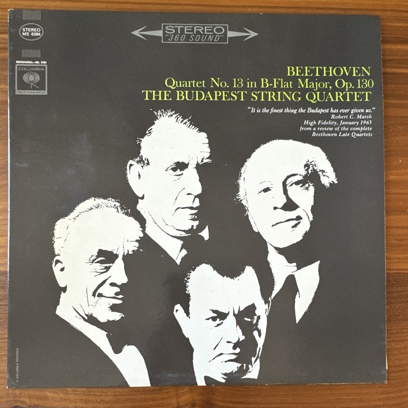 vinyl record: Beethoven Quartet No. 13 Op. 130, Budapest SQ, MS 6384