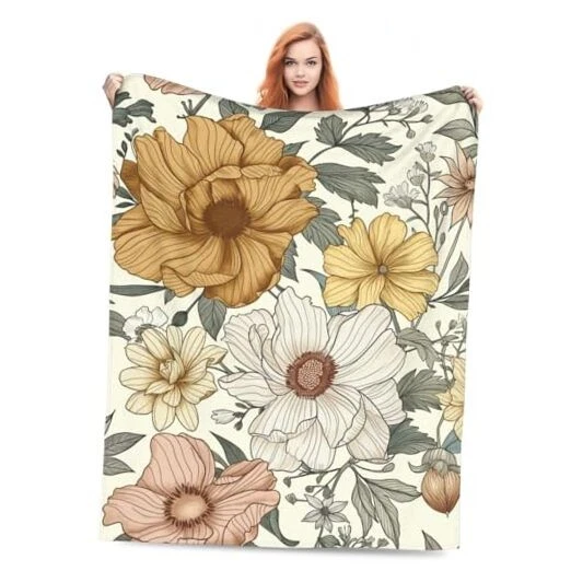 Vintage Floral Blanket Gifts for Women Girls Soft Warm 60"x50" Blanket40