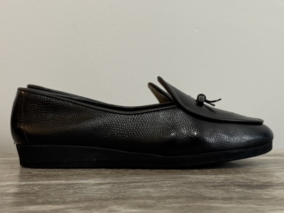 BELGIAN SHOES TRAVELETTE LOAFER BLACK LIZARD EMBOSSED CALF  display picture 3