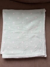 Cloud Island Mint Green Polka Dots Baby Blanket White Plush Soft Security Lovey