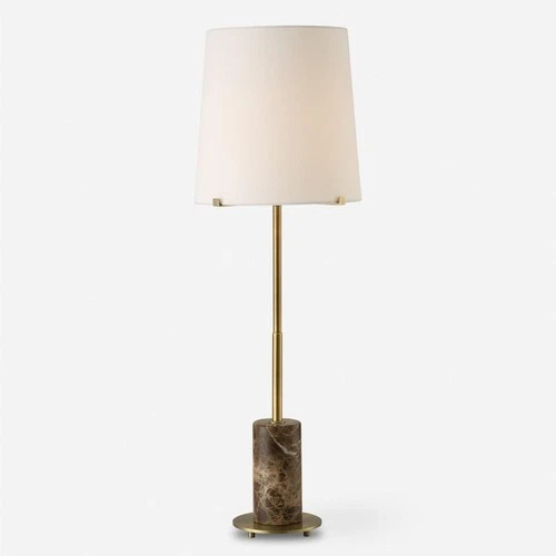 Uttermost 30422 Sepia Table Lamp Brown Marble and Antique Brass - Picture 1 of 6