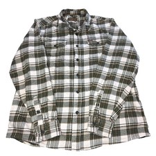Orvis Shacket Men's XL Green Plaid Flannel Shirt Jacket Heavy Button Up Outdoor