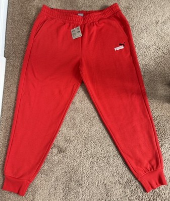NWT Men's Puma High Risk Red ESS+ Embroidery Red Logo Pants Size XXL