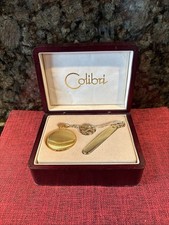 vintage colibri engraved gold color pocketwatch and knife gift set
