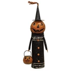 Primitive Halloween Recycled Metal PUMPKIN WITCH FIGURE Standing Statue