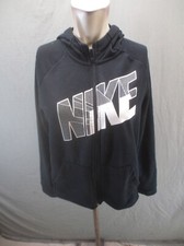 NIKE DRI-FIT Size XL Boys Black Full Zip Stand Collar Pocket Athletic Jacket 417