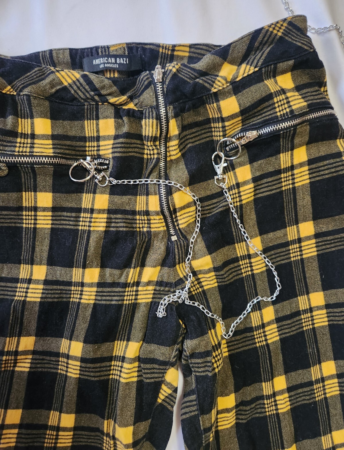 American Bazi Yellow Plaid Punk Croped Jacket & P… - image 3