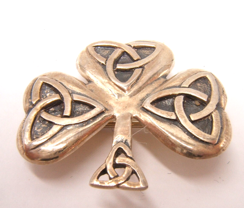 CIONDOLO O SPILLA TRIFOGLIO CROCE CELTICA ARGENTO STERLING VINTAGE DI QUANTUM - Foto 1 di 4