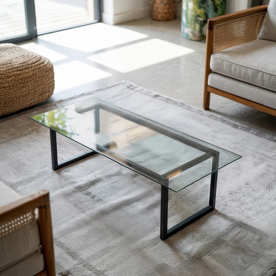 Gehärtet Glasplatte Für Tisch Transparente Rechteckige Glas Tischplatte 125x50 - Bild 2 von 4