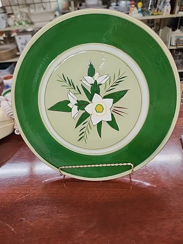Vintage Stangl Pottery Star Flower 12" Star Flower Chop Plate Green Flowers