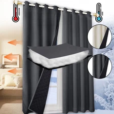 1/2pcs 100% Blackout Curtains Quilted Heavy Duty Window Panels Winter Warm Drape
