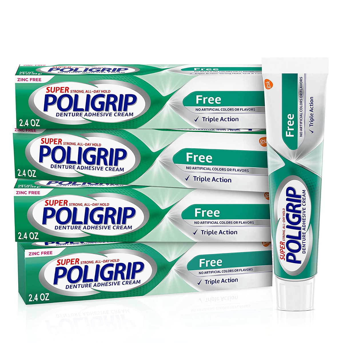 Zinc Free Denture Adhesive Cream for Partials Strong Hold 2.4oz