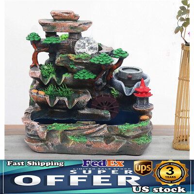 Indoor Rockery Fountain Goldfish Waterfall Feng Shui Water Sound Desktop Decor