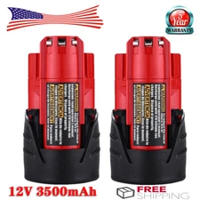 2X 12Volt Lithium Compact Battery For Milwaukee M12 48-11-2420 48-11-2401 3.5Ah
